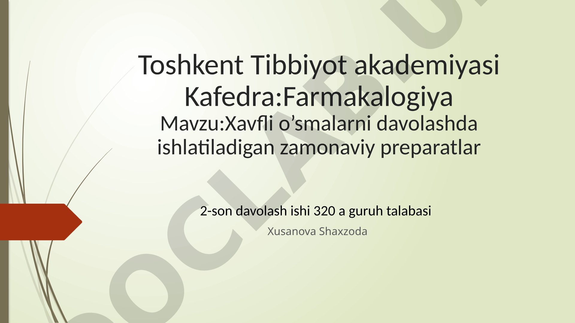 Xavfli o'smalarni davolashda ishlatiladigan zamonaviy preparatlar
