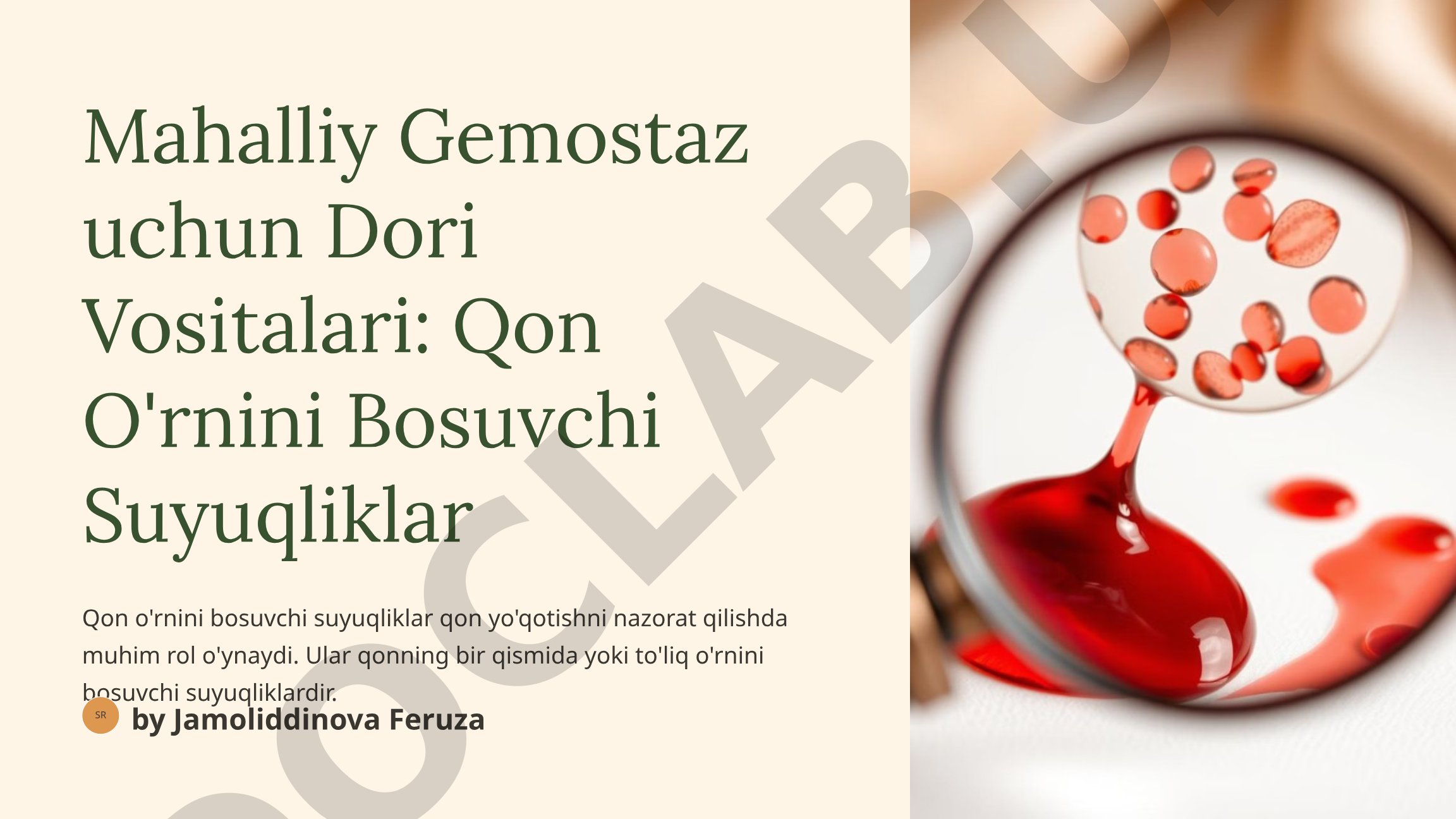 Mahalliy Gemostaz uchun Dori Vositalari: Qon O'rnini Bosuvchi Suyuqliklar
