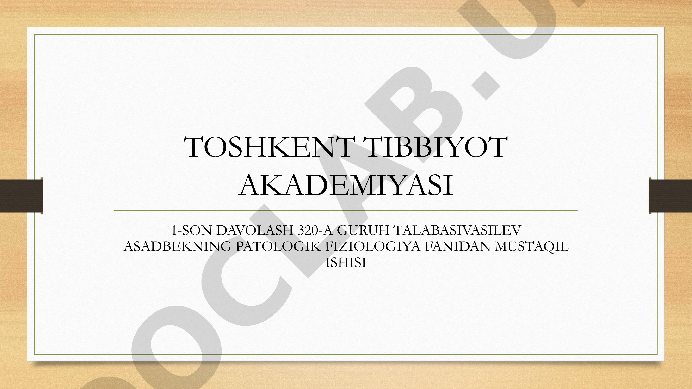 Qonning umumiy va fizik-kimyoviy ko'rsatkichlari