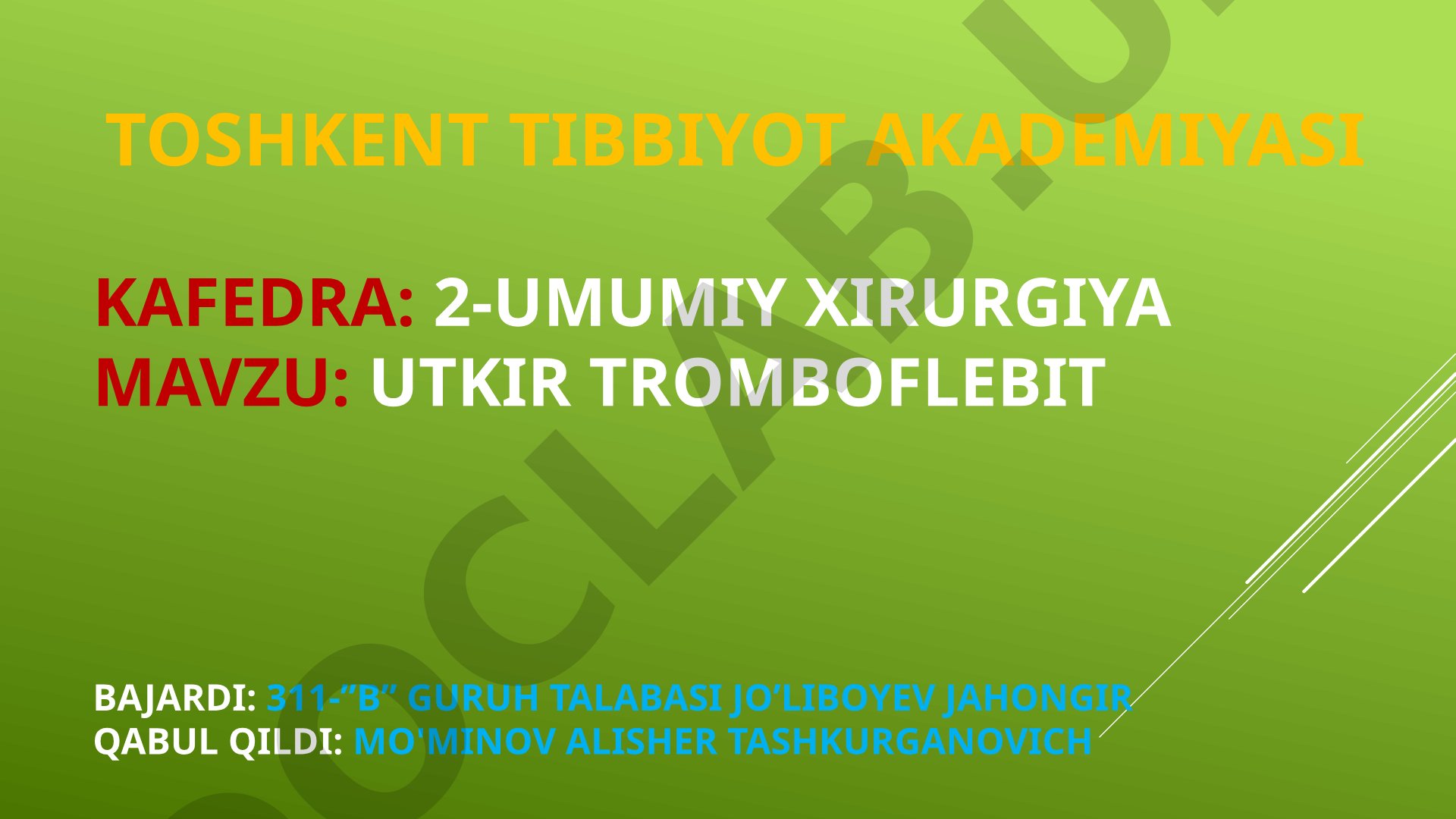 UTKIR TROMBOFLEBIT