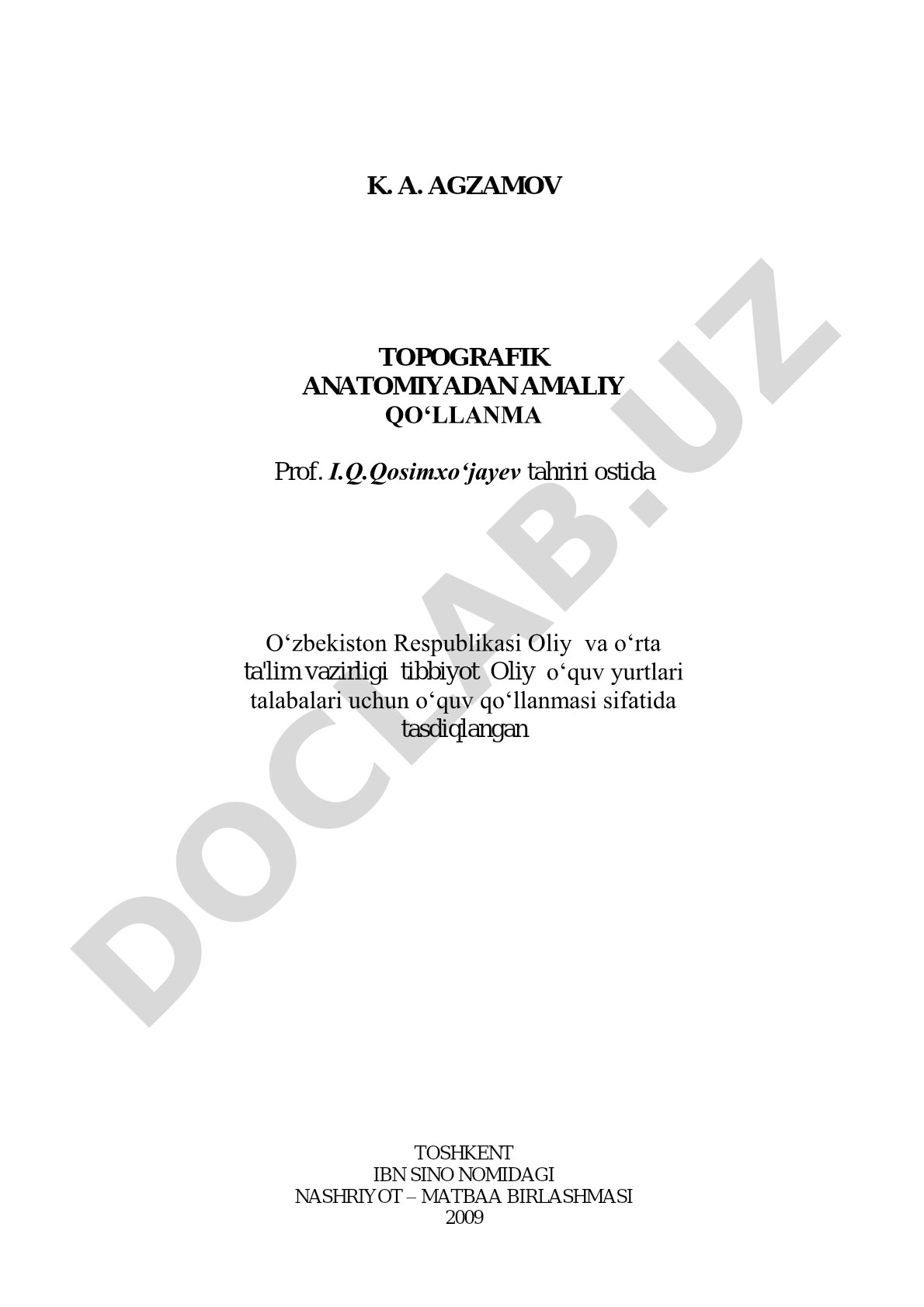 Topografik anatomiyadan amaliy qo‘llanma