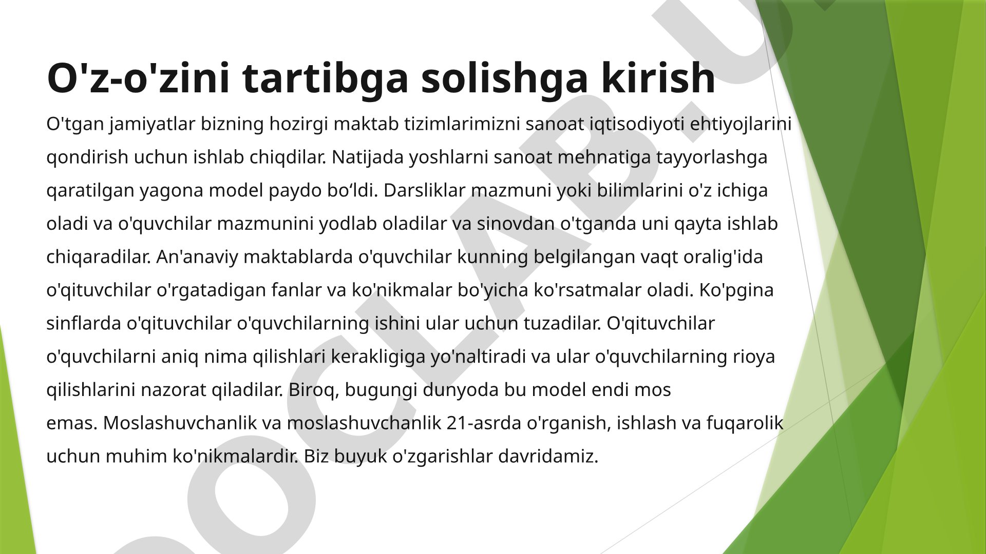 O'z-o'zini tartibga solishga kirish