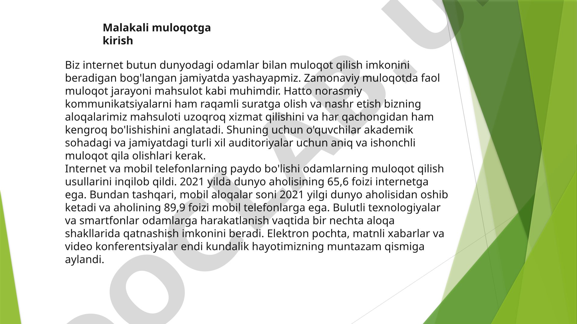 Malakali muloqotga kirish
