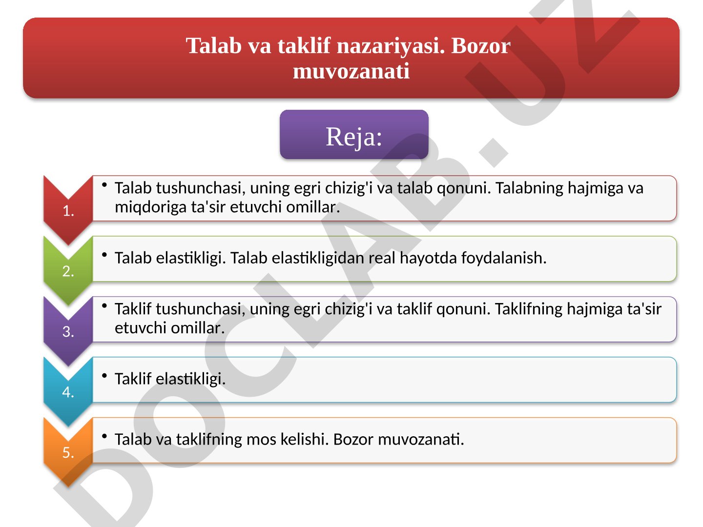 Talab va taklif nazariyasi hamda bozor muvozanati