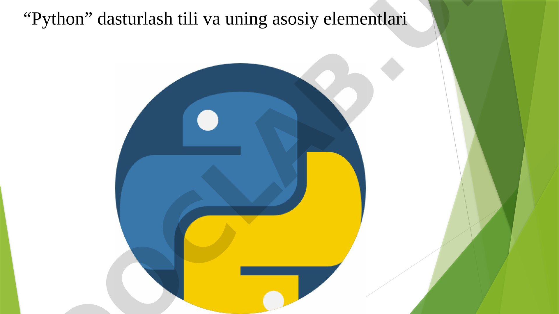 Python dasturlash tili va uning asosiy elementlari