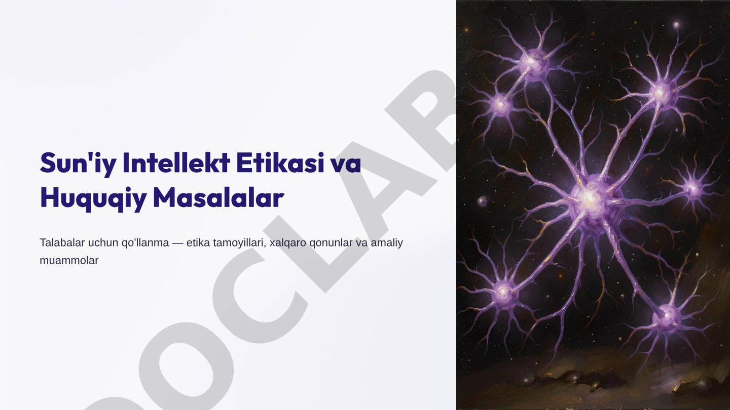 Sun'iy Intellekt Etikasi va Huquqiy Masalalar