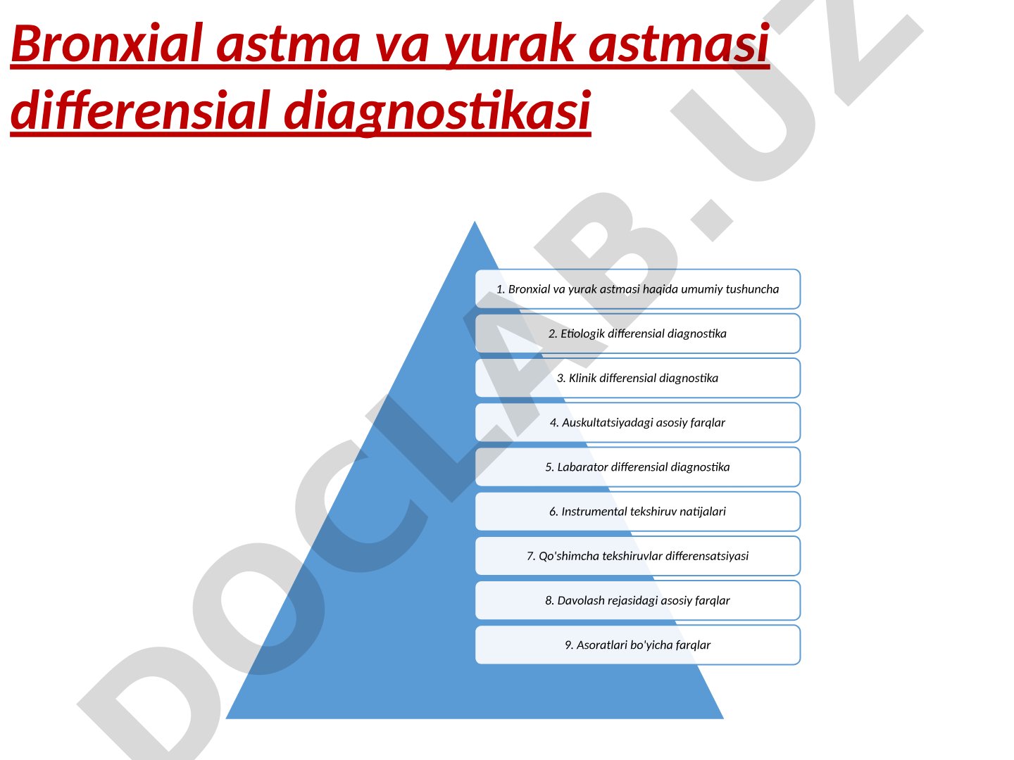 Bronxial astma va yurak astmasi differensial diagnostikasi