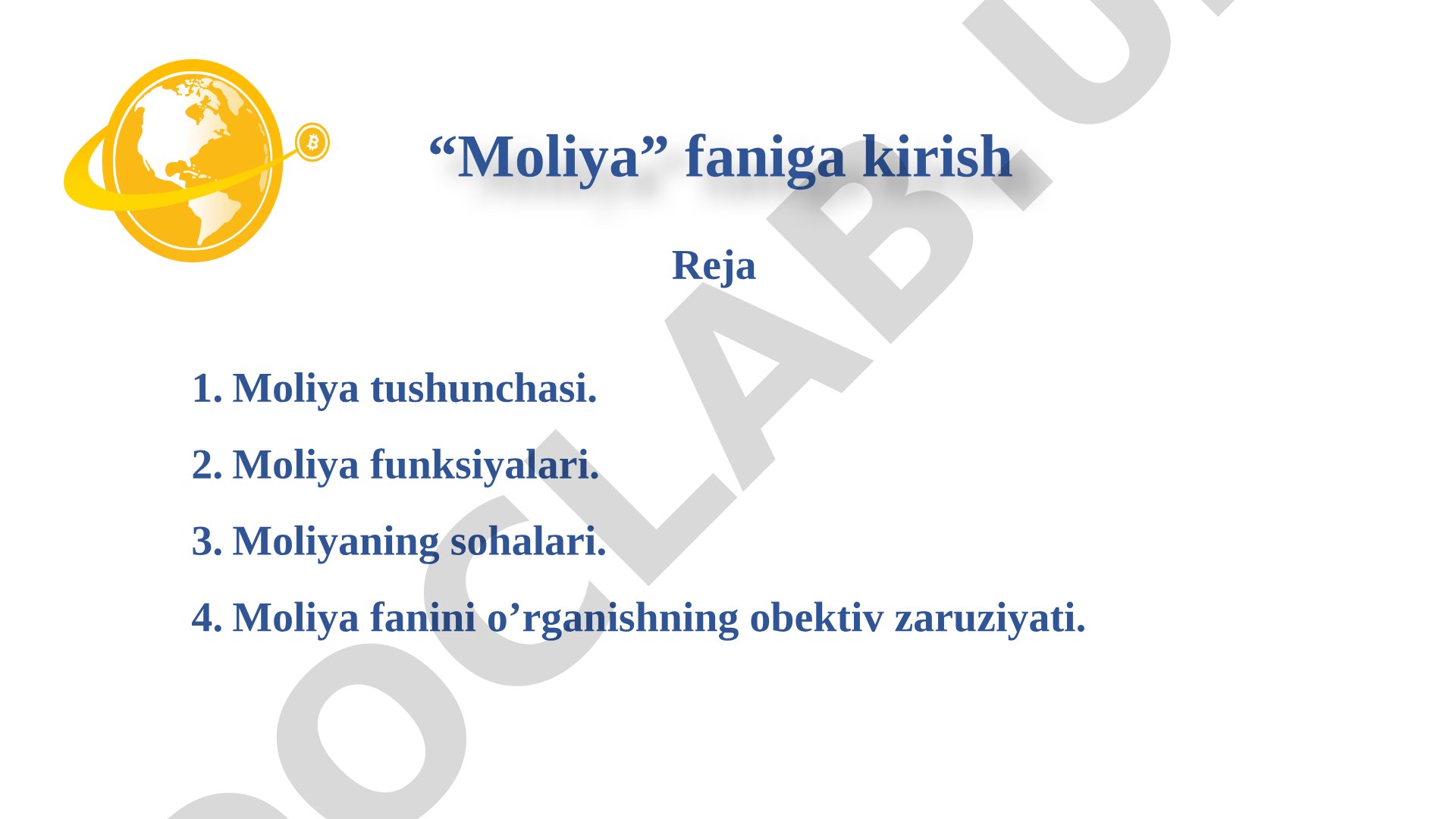 “Moliya” faniga kirish