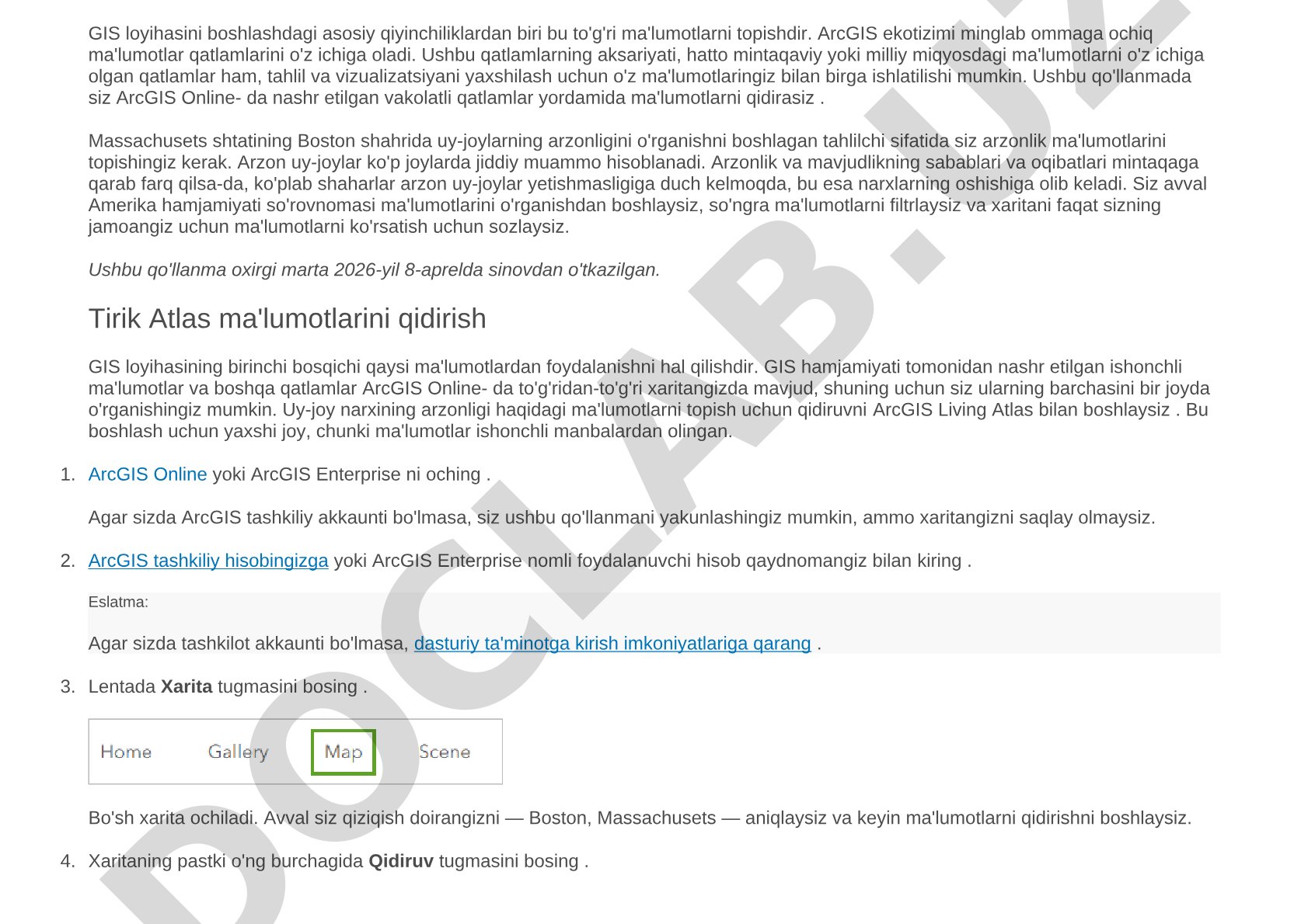 ArcGIS Online'da Boston arzon uy-joy ma'lumotlarini qidirish