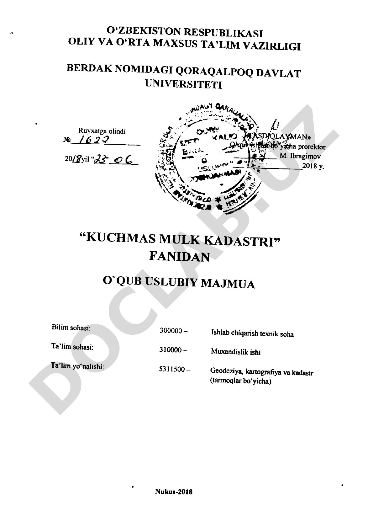 Oliy o'quv yurtlari uchun Geografiya fanidan o'quv-uslubiy majmua