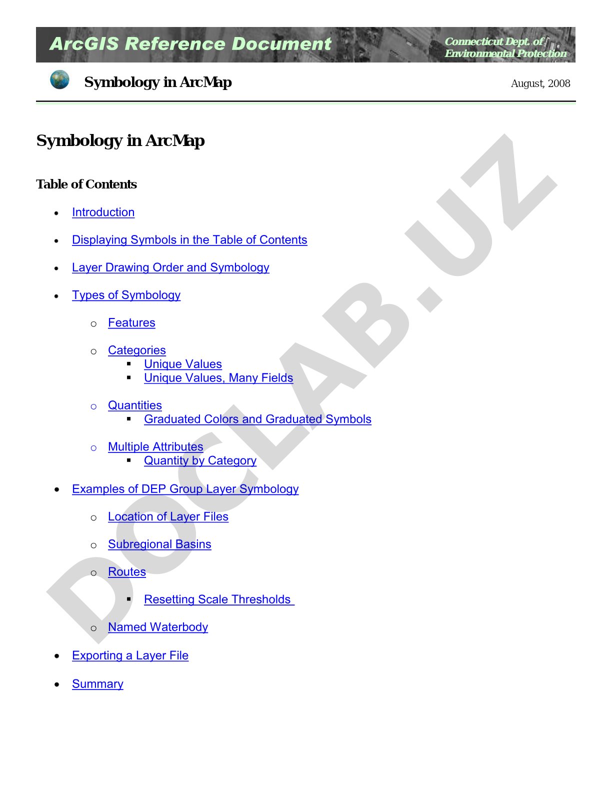 Explains symbology in ArcMap: unique values, graduated colors, multiple attributes, and