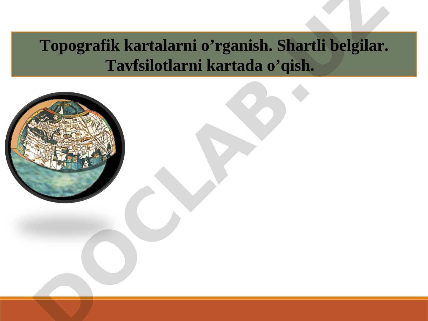 Topografik kartalarni o’qish va shartli belgilarni o’rganish