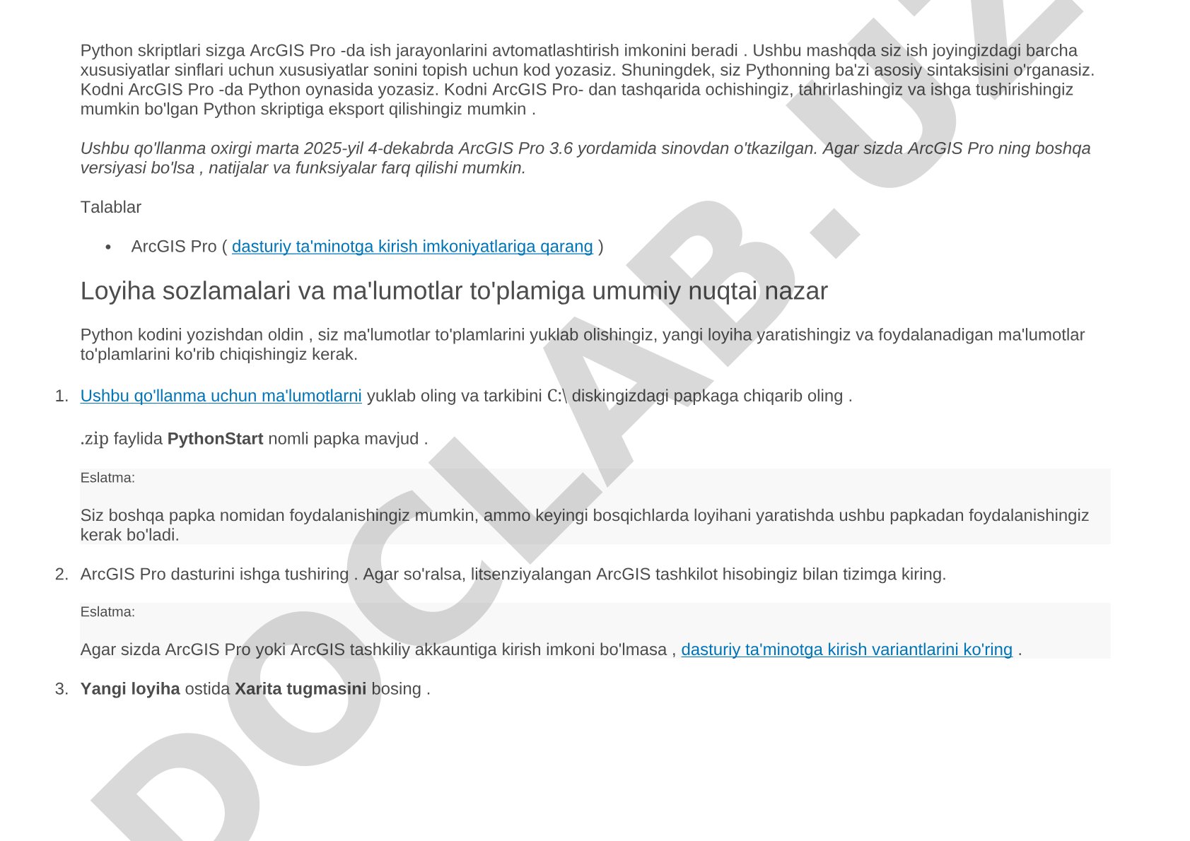 ArcGIS Pro da Python skriptlari yordamida xususiyatlar sonini aniqlash