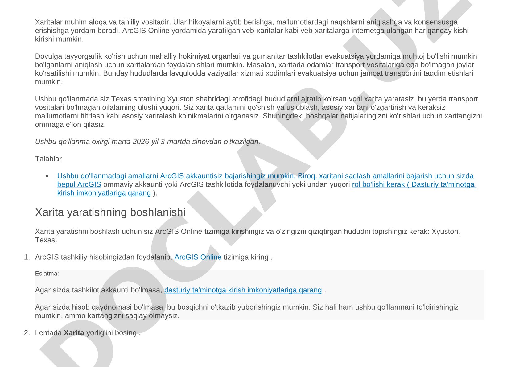 ArcGIS Online yordamida Xyuston veb-xaritasini yaratish