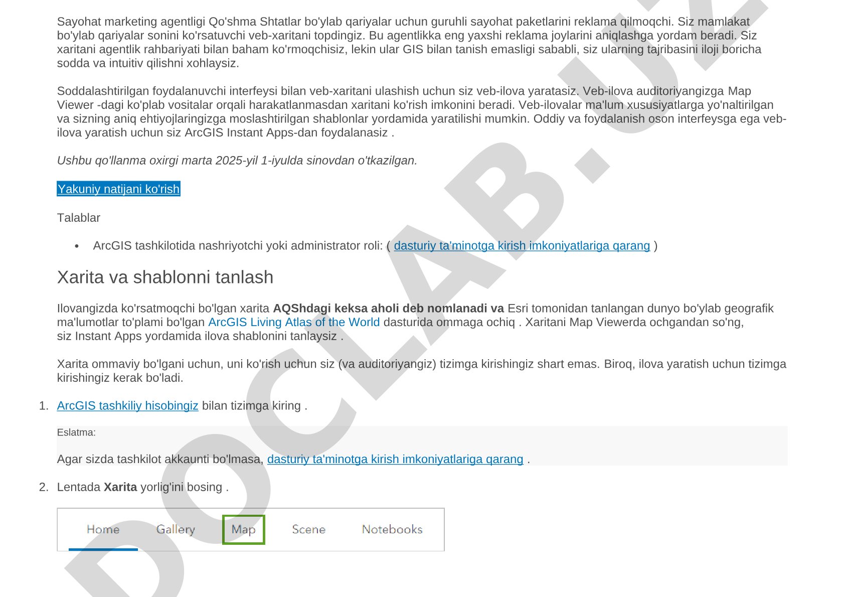 ArcGIS Instant Apps yordamida veb-xarita ilovasi yaratish