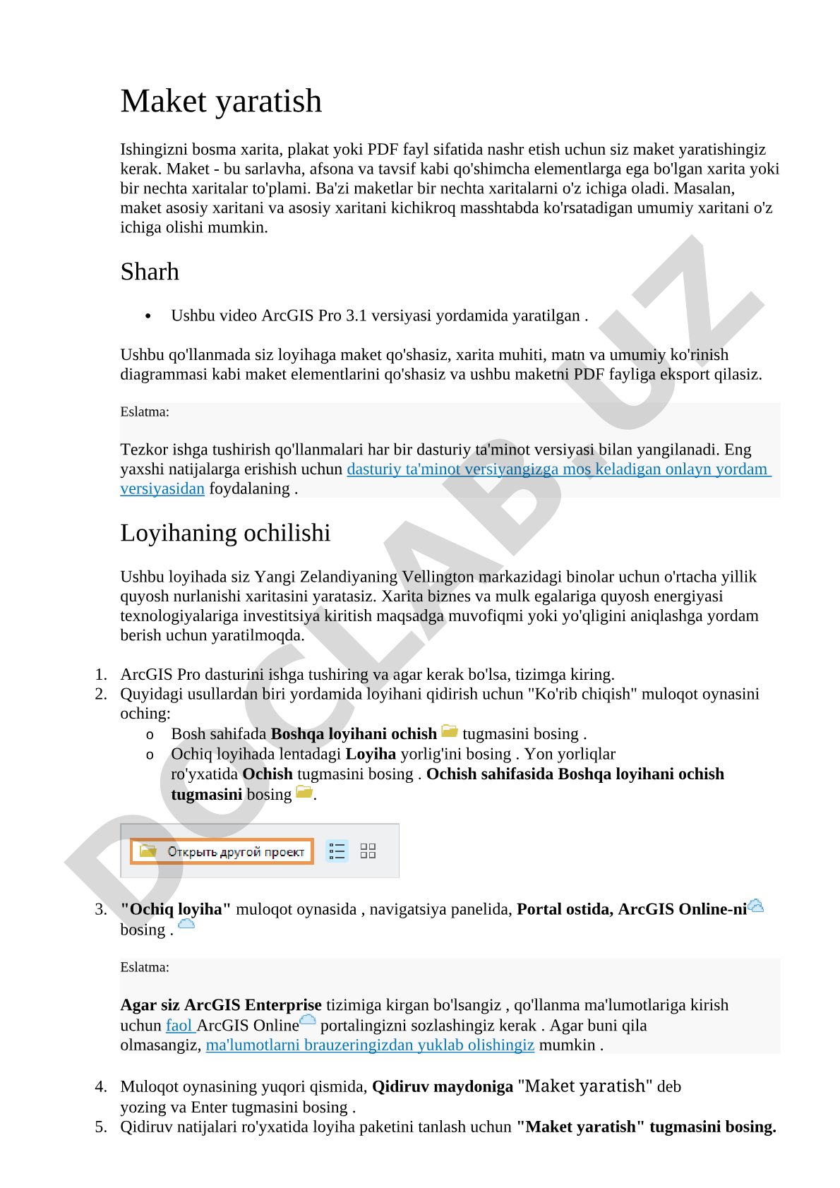ArcGIS Pro da maket yaratish