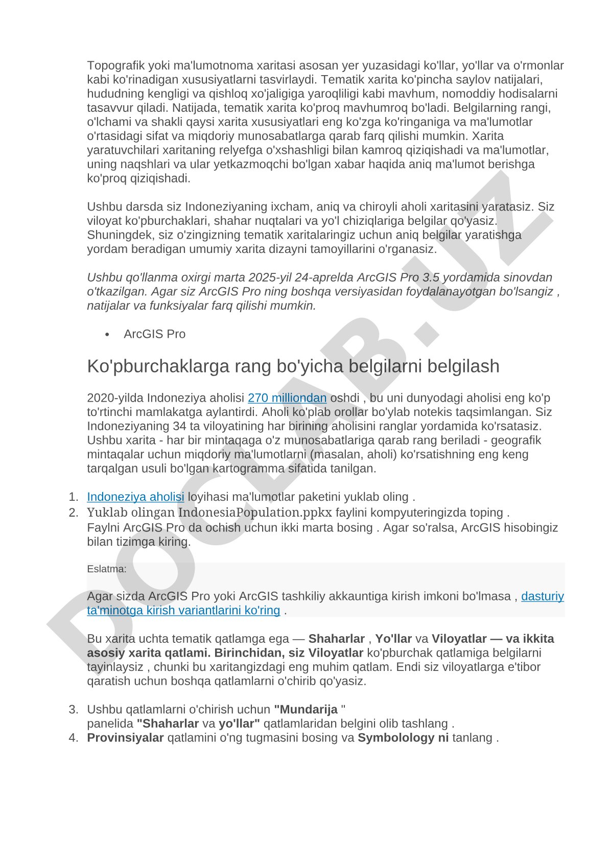 ArcGIS Pro da tematik xarita yaratish