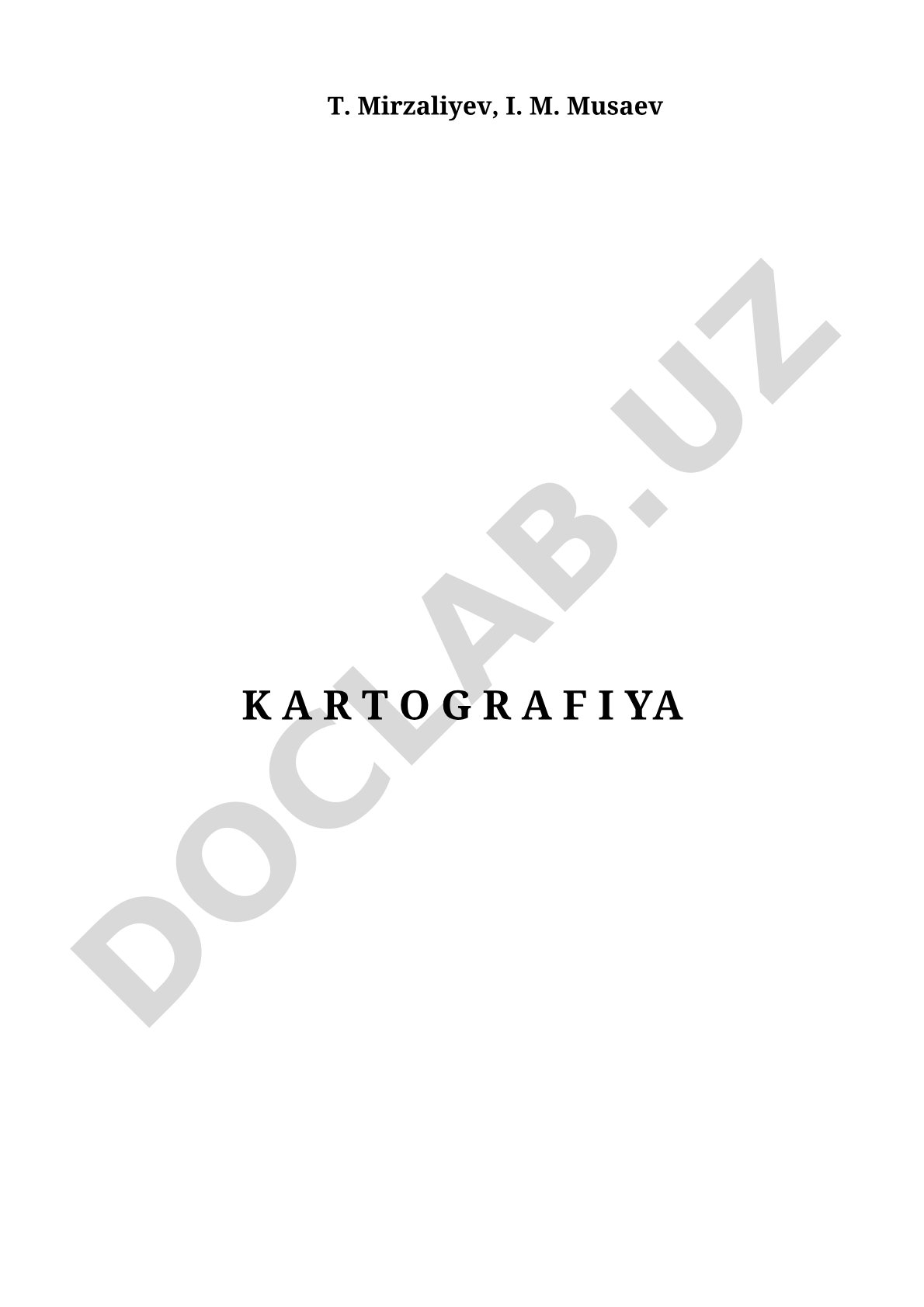 Oliy o'quv yurtlari uchun kartografiya fanidan o'quv qo'llanma