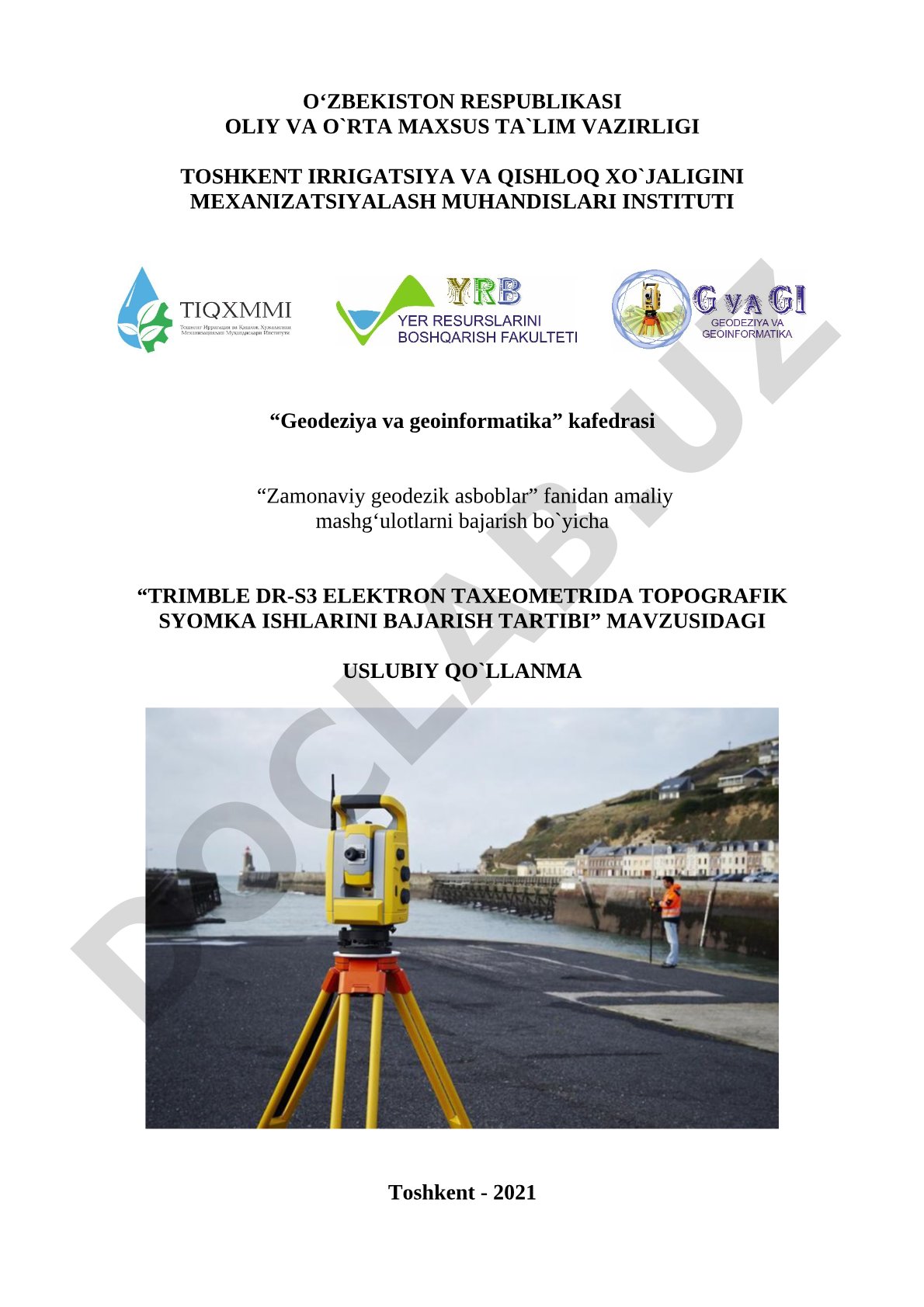 Trimble DR-S3 elektron taxeometrida topografik syomka ishlarini bajarish tartibi