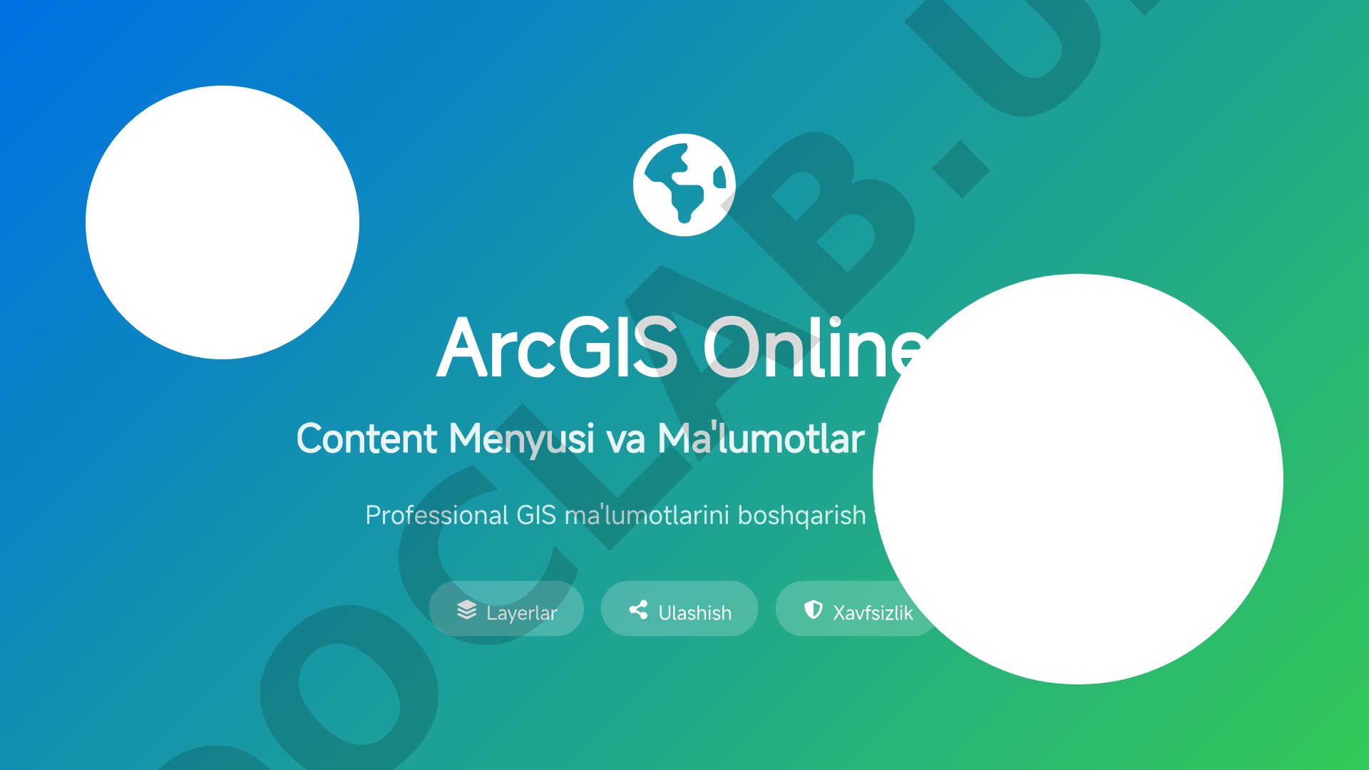 ArcGIS Online Content Menyusi va Ma'lumotlar Boshqaruvi