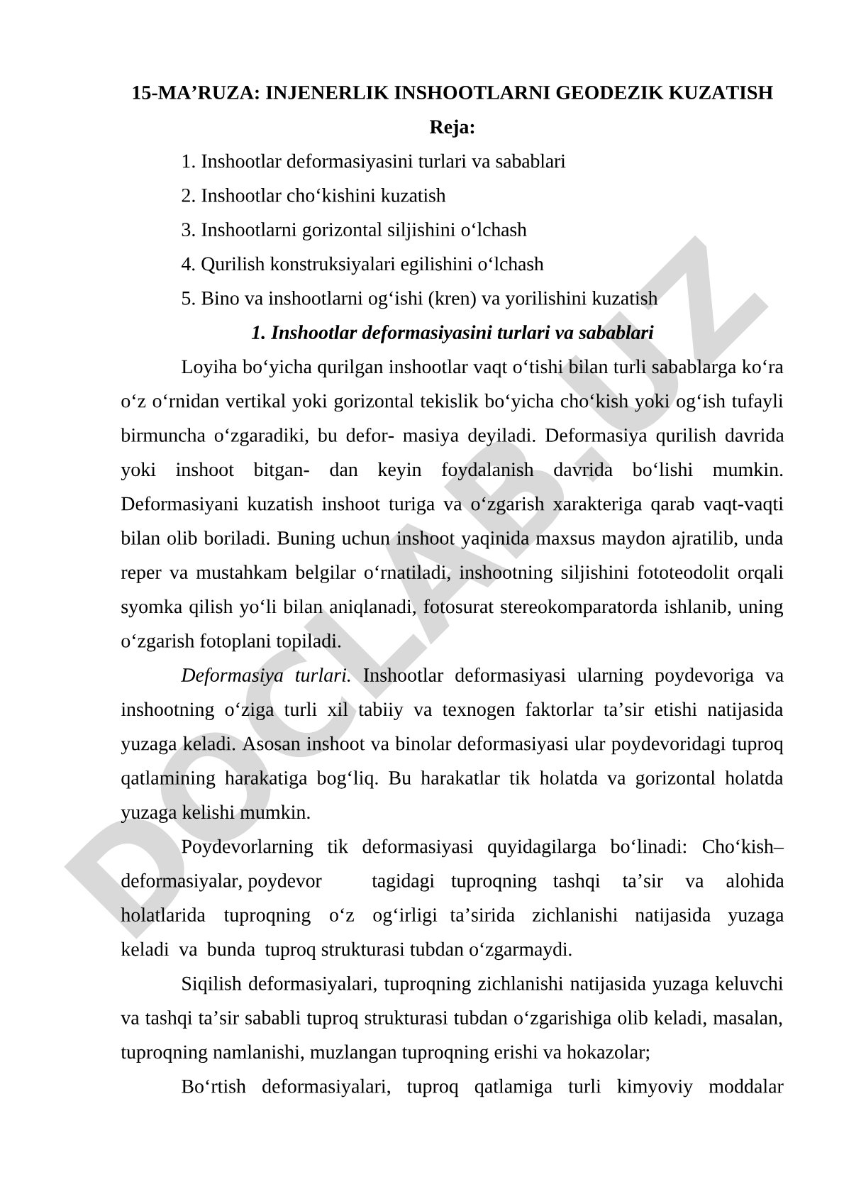Injenerlik inshootlarni geodezik kuzatish