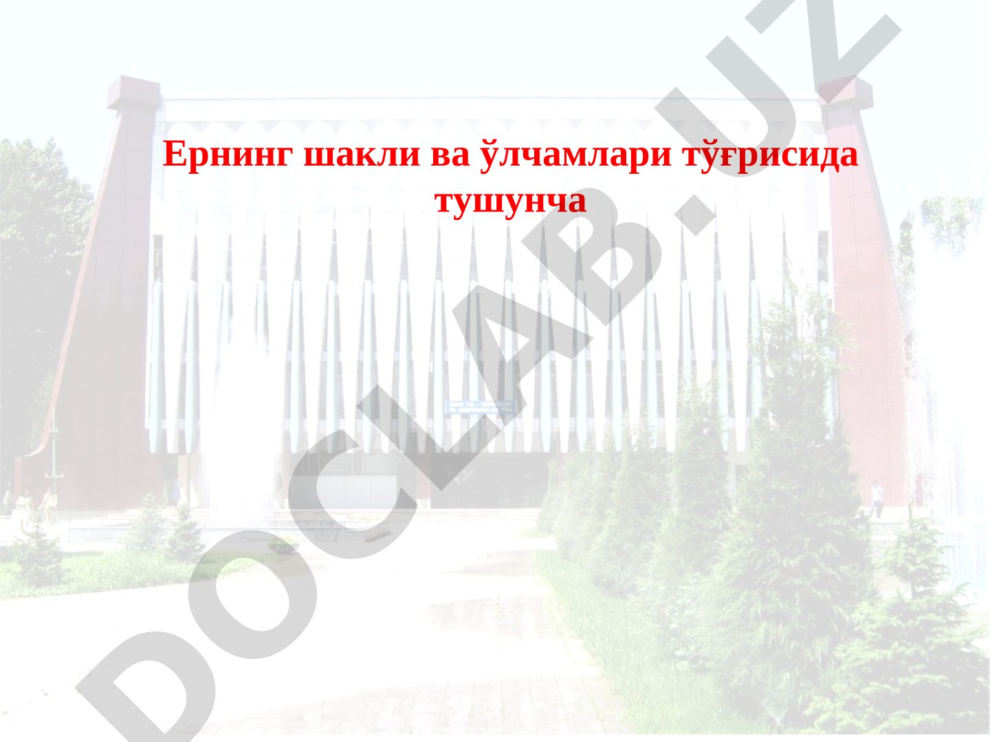 Ернинг шакли ва ўлчамлари тўғрисида тушунча