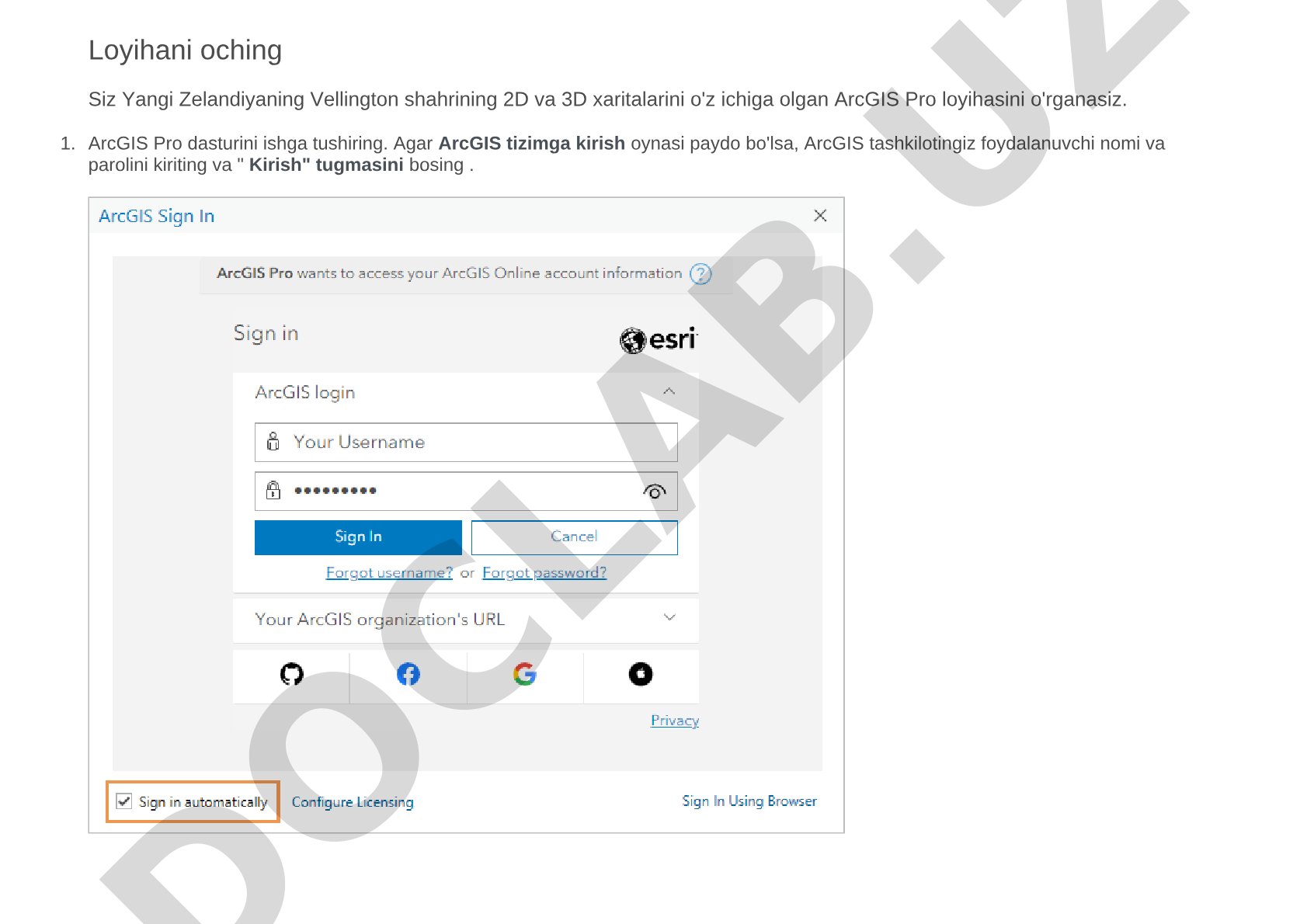 Vellington shahrining ArcGIS Pro loyihasini o'rganish