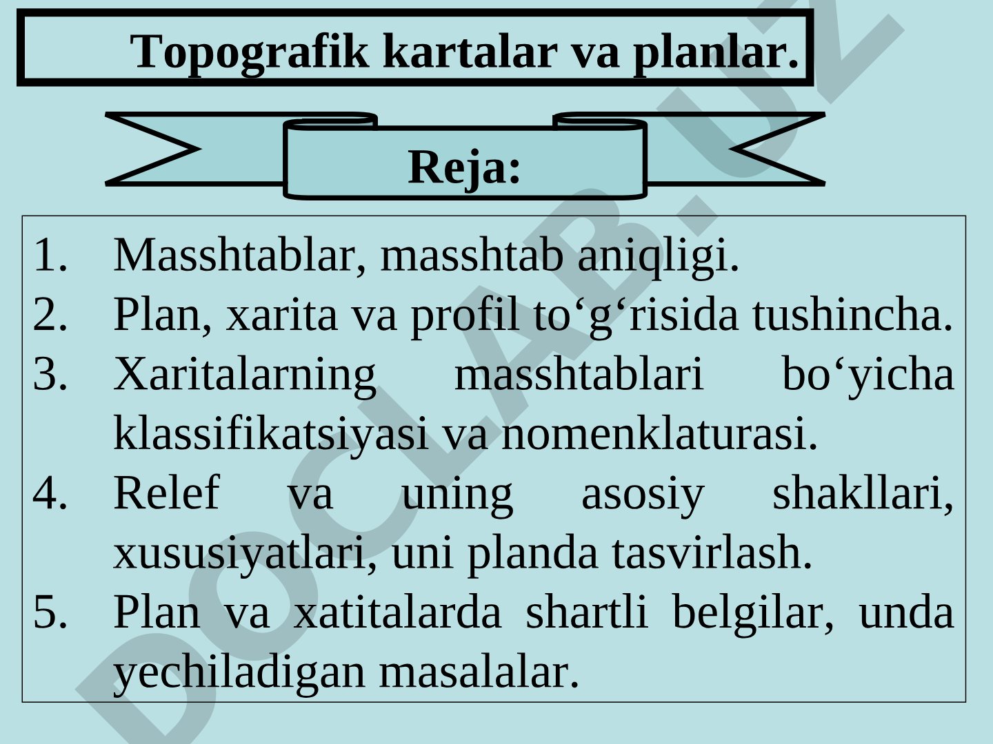 Topografik kartalar va planlar