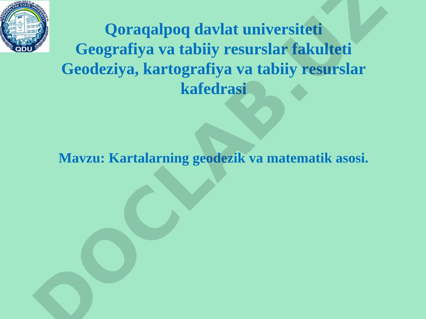 Kartalarning geodezik va matematik asosi