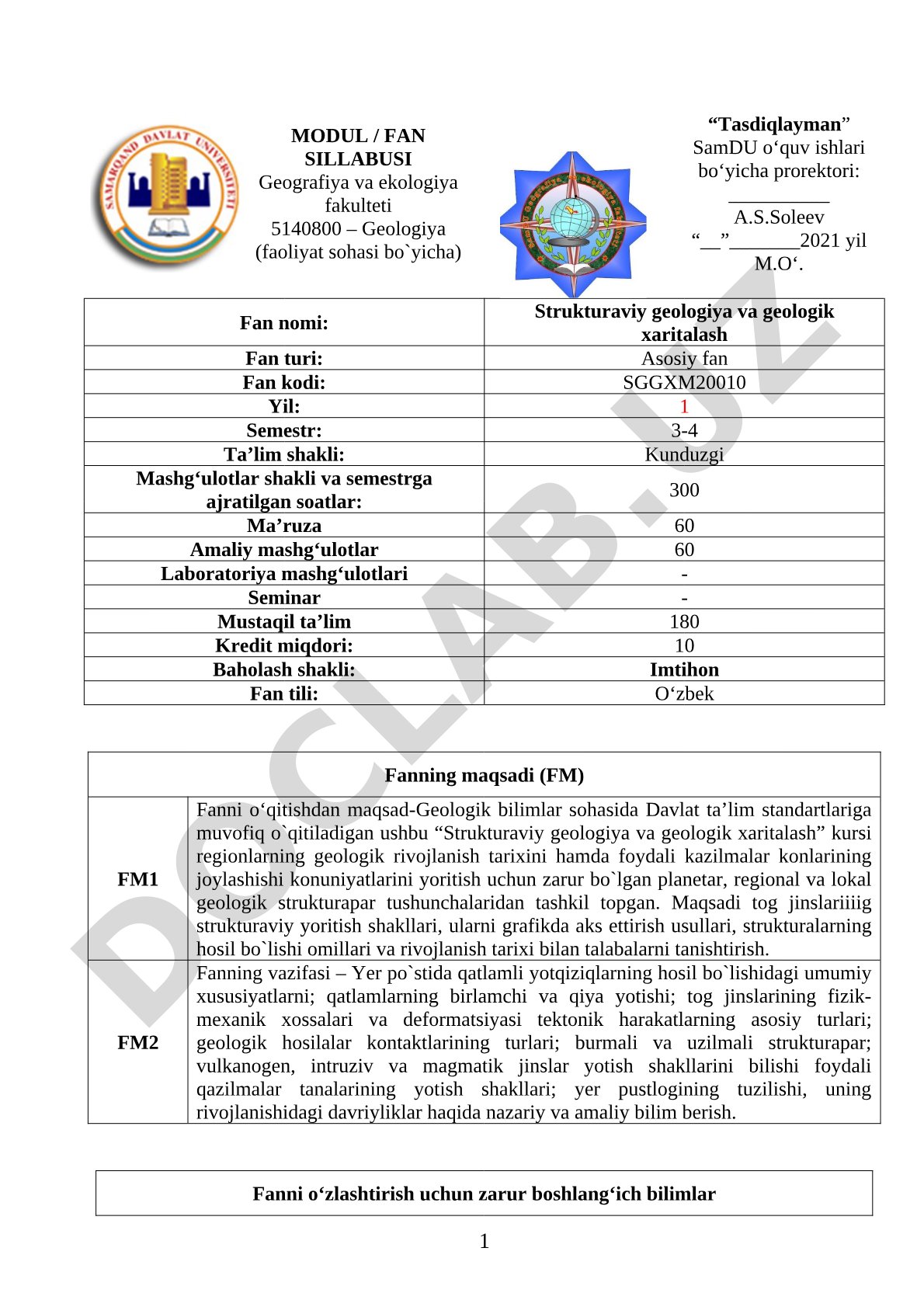 Strukturaviy geologiya va geologik xaritalash
