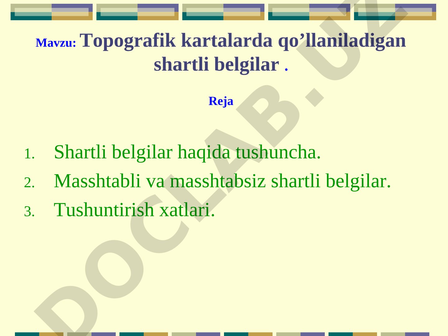 Topografik kartalarda qo'llaniladigan shartli belgilar