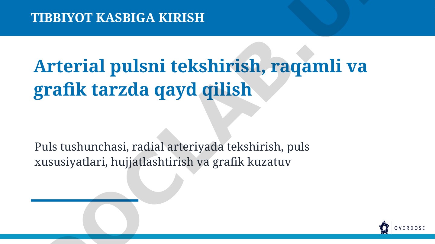 Arterial pulsni tekshirish va raqamli-grafik qayd qilish
