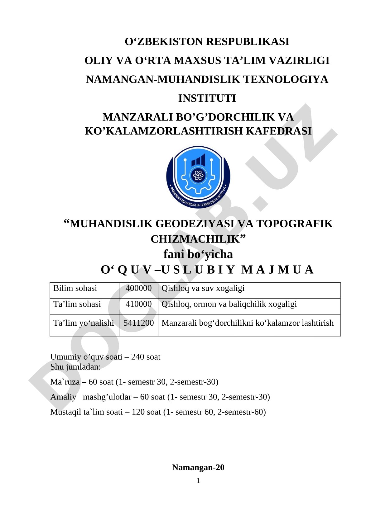 Muhandislik geodeziyasi va topografik chizmachilik