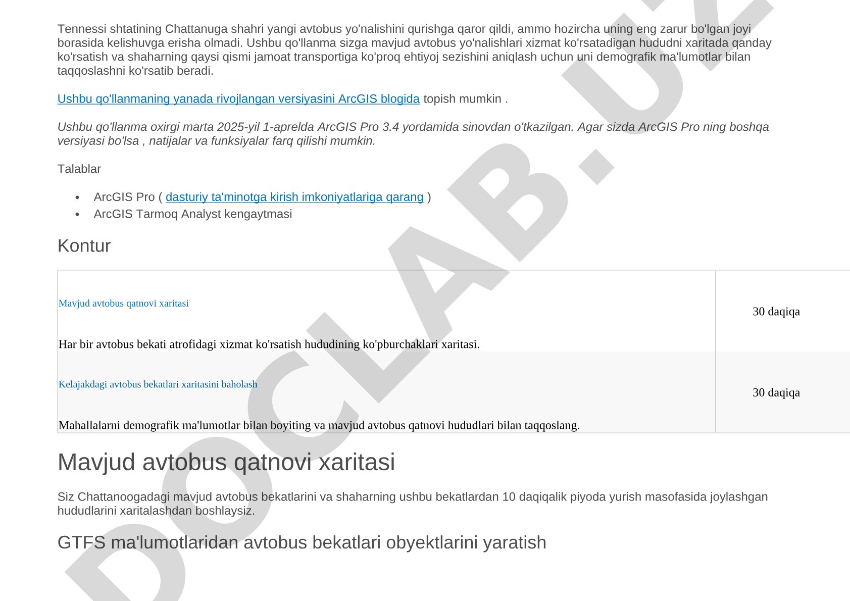 Avtobus xizmat hududlarini demografik ma'lumotlar bilan taqqoslash