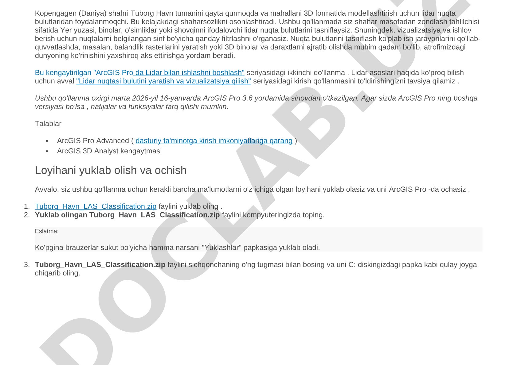 ArcGIS Pro da lidar nuqta bulutlarini tasniflash