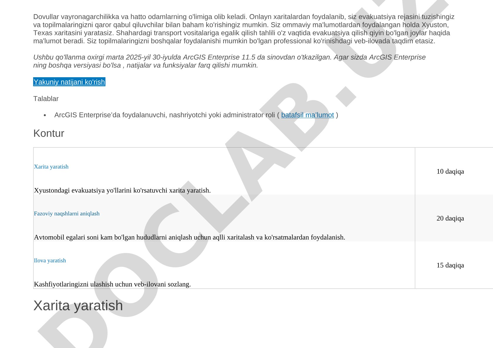 Xyustonda evakuatsiya xaritasi va veb-ilova yaratish