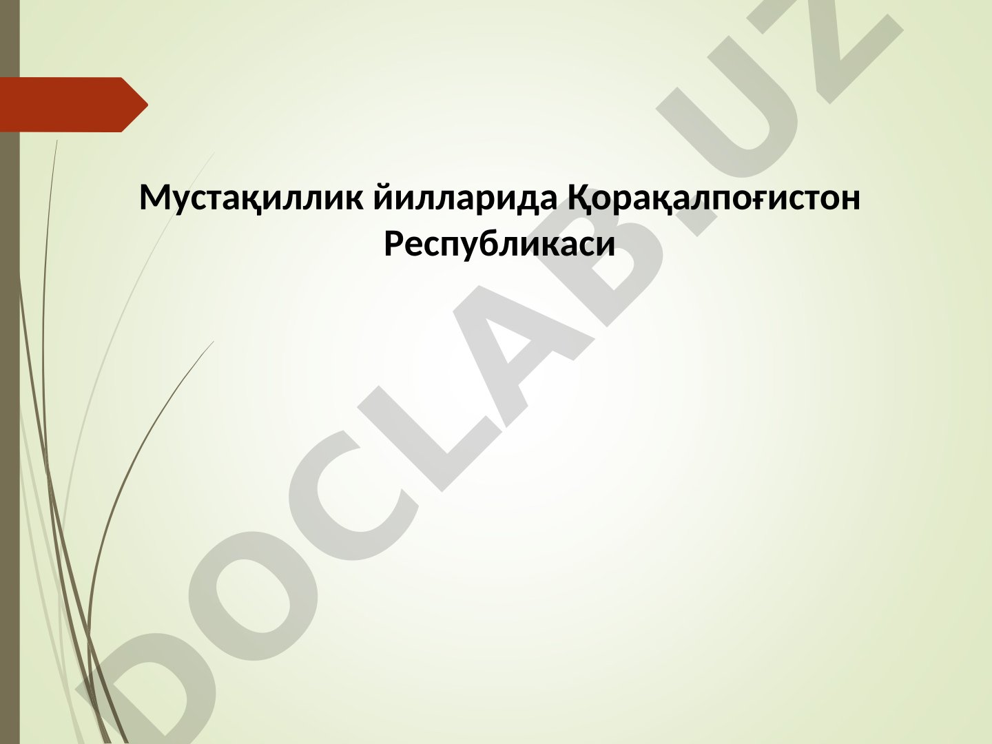 Мустақиллик йилларида Қорақалпоғистон Республикаси Режаси