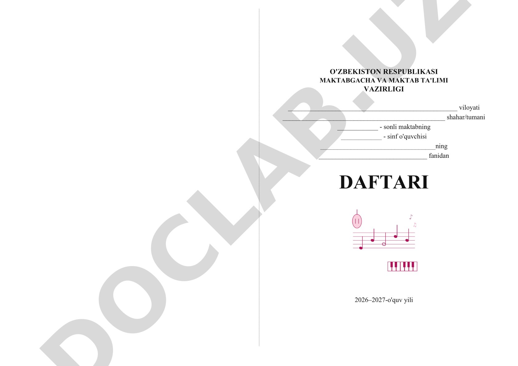 Maktab o'quvchisi daftari