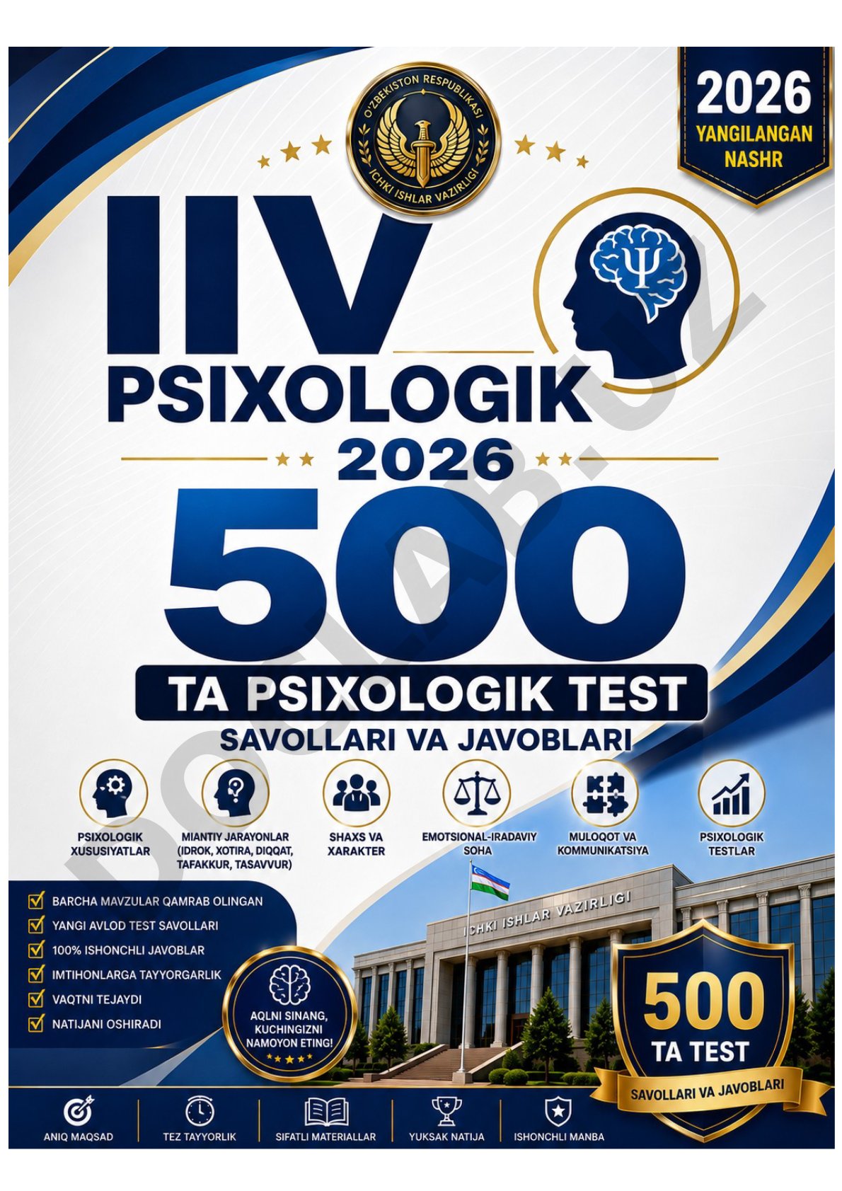 IIV psixologik 2026 500 ta psixologik test savollari va javoblari