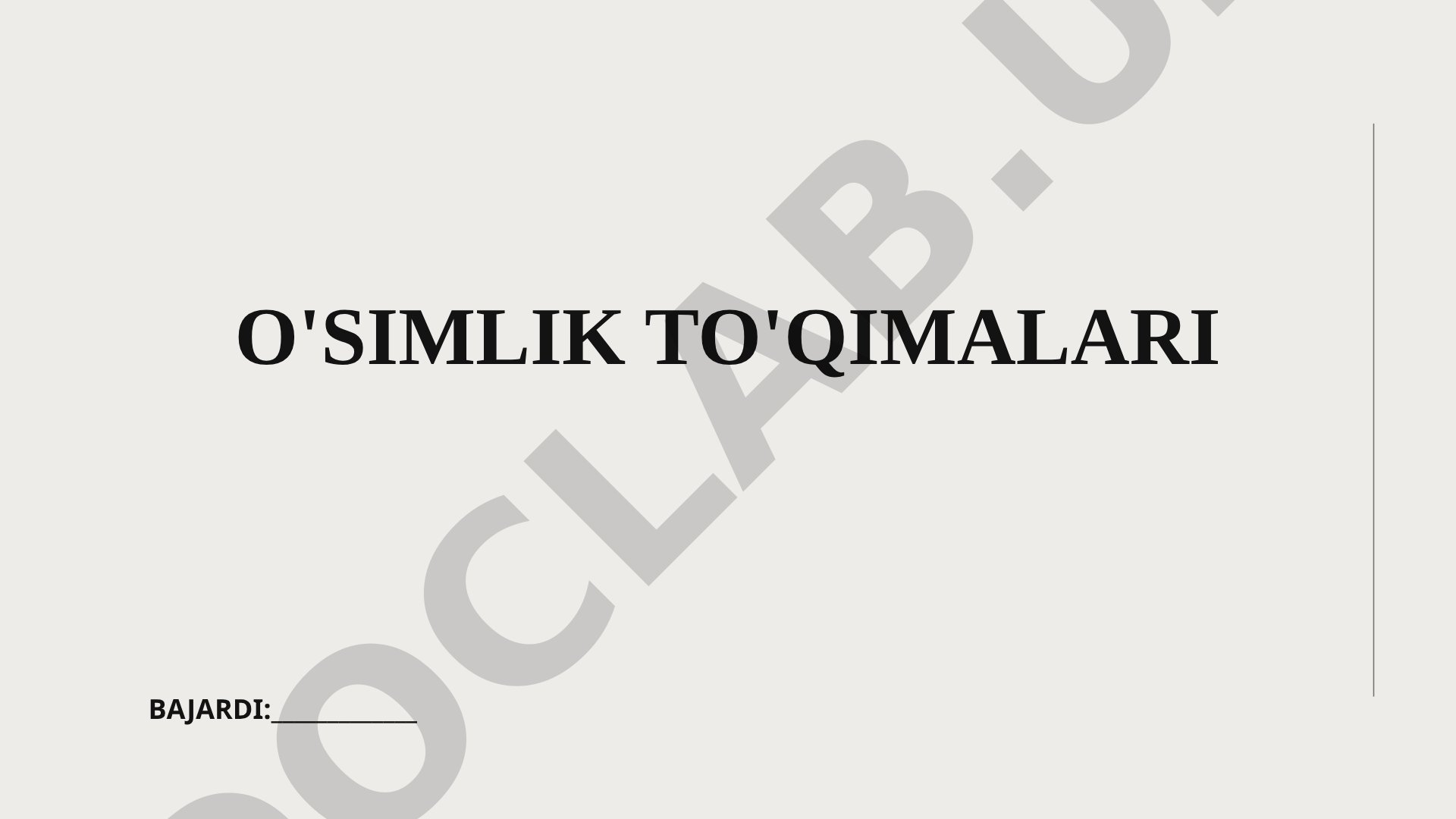 O'simlik to'qimalarining turlari, tuzilishi va vazifalari haqida