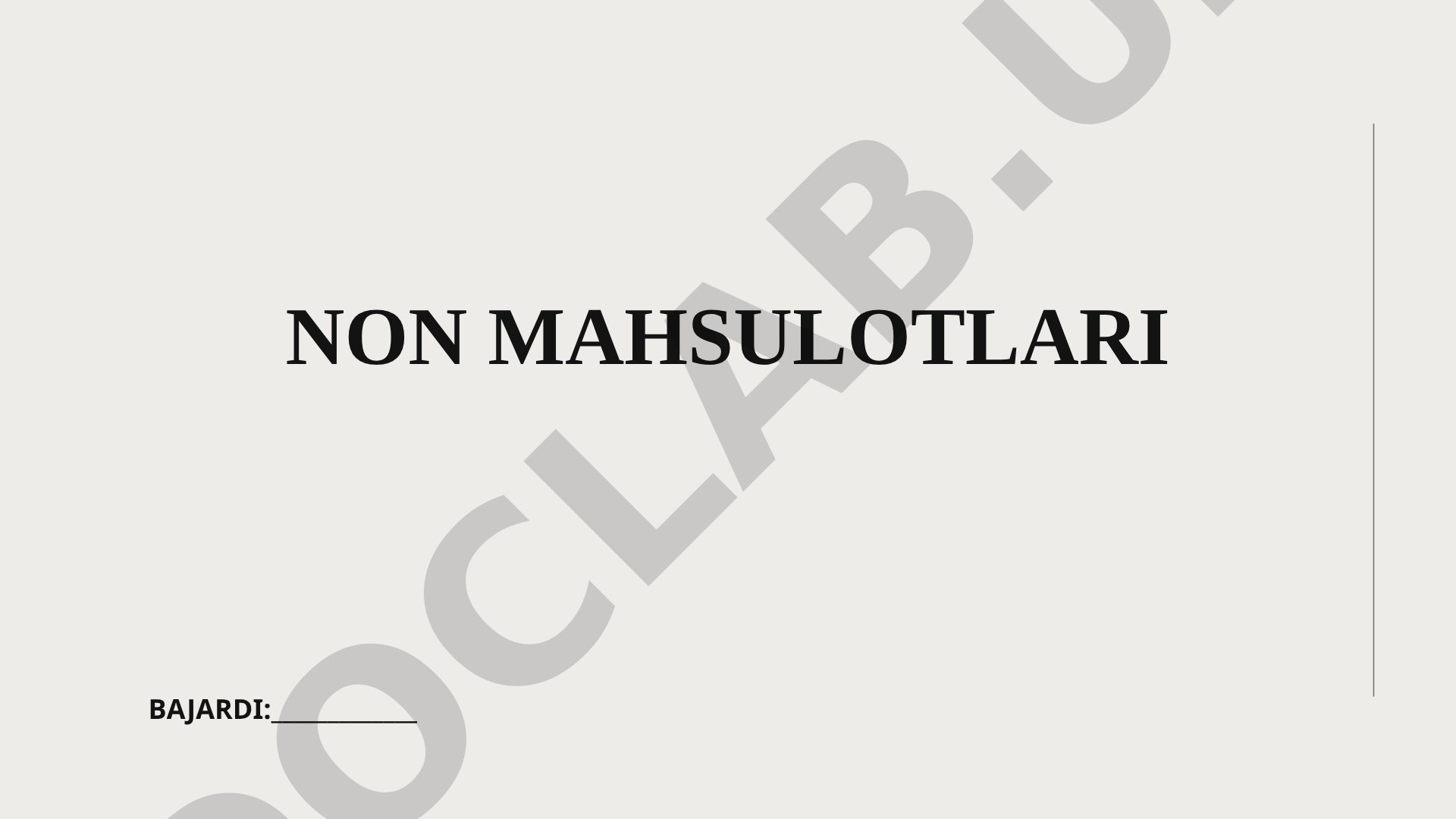 Non mahsulotlari assortimenti, turlari va xususiyatlari haqida ma'lumot
