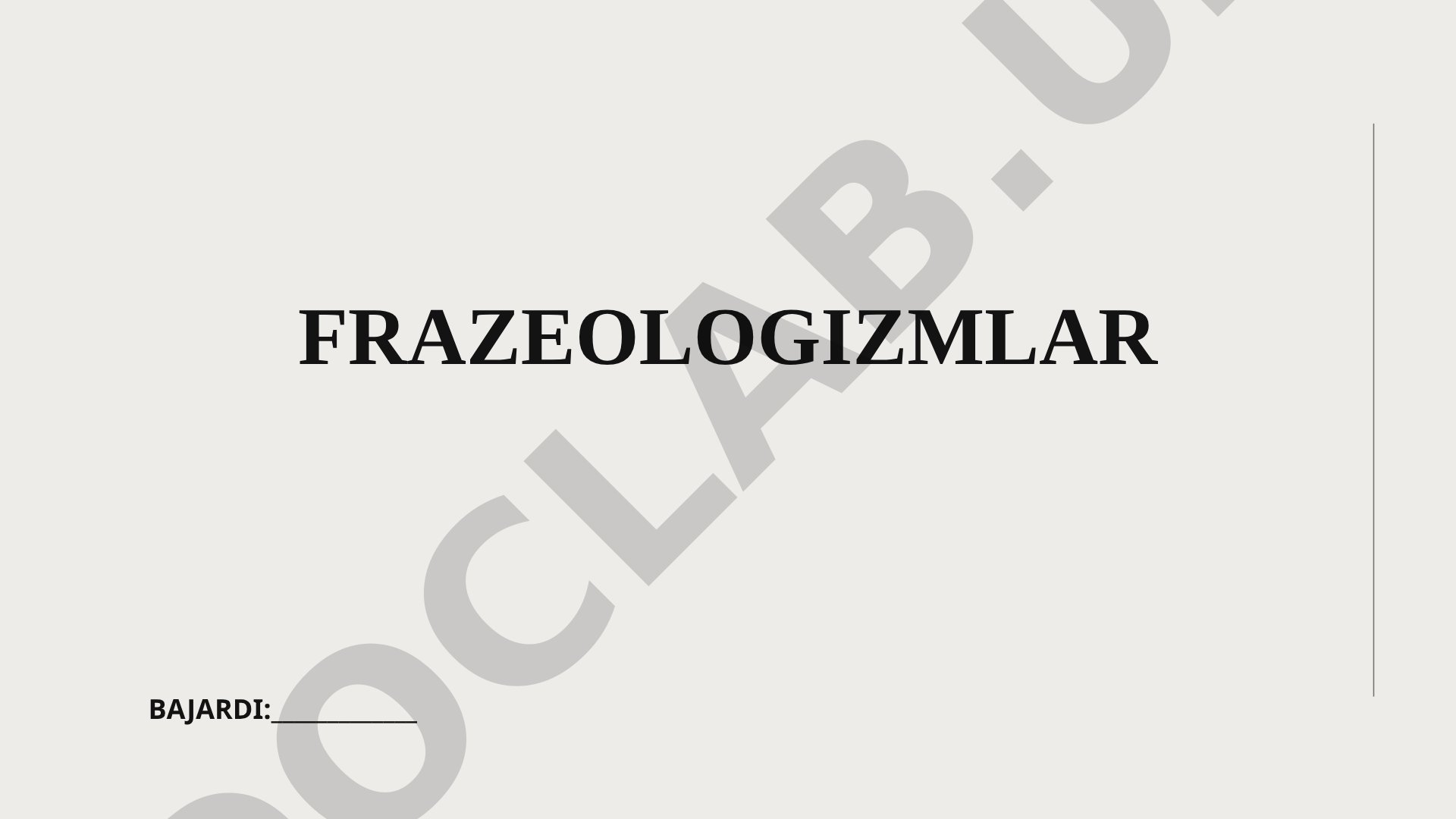 Frazeologizmlar: barqaror so'z birikmalari, ularning turlari va qo'llanishi
