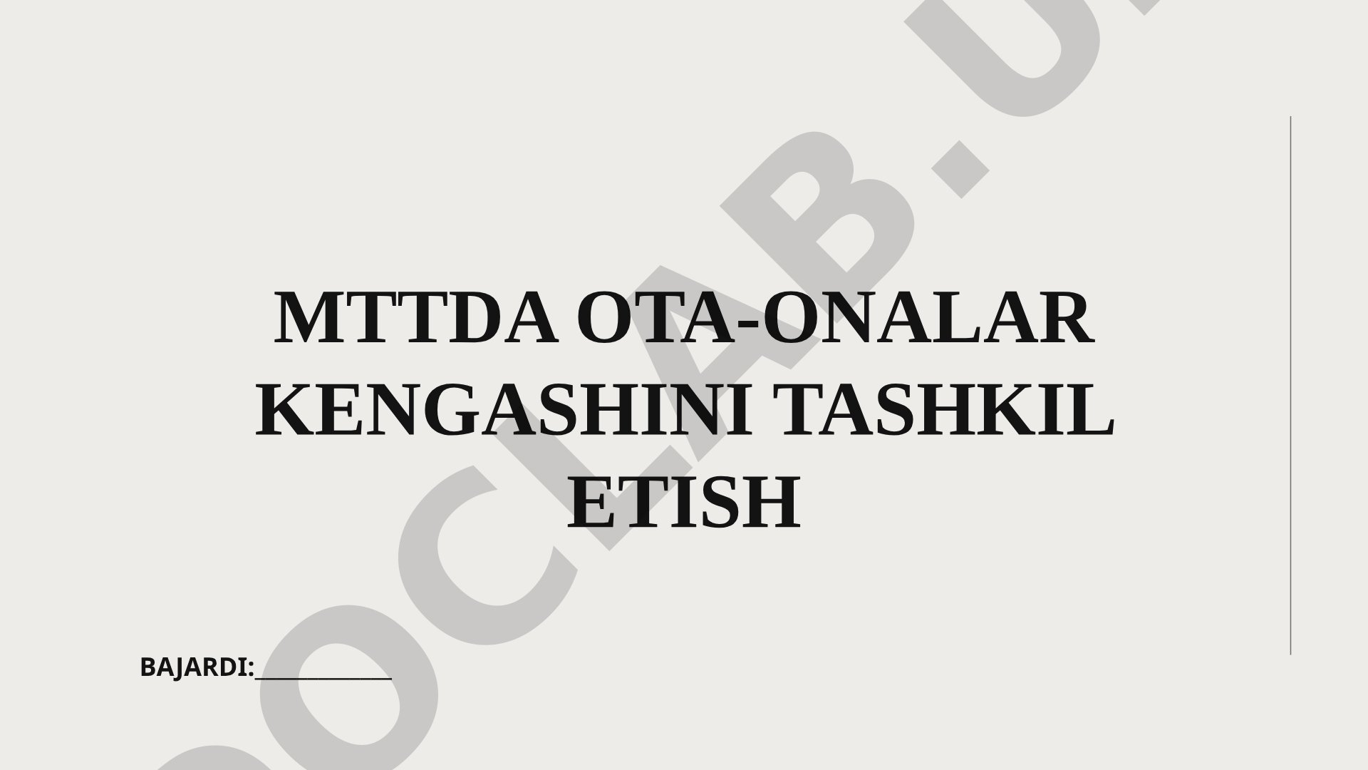 MTTda ota-onalar kengashini tashkil etish