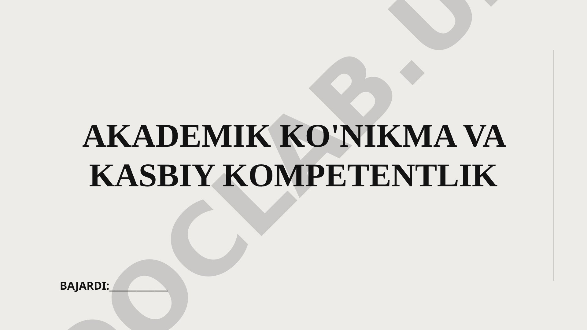 Akademik ko'nikma va kasbiy kompetentlik