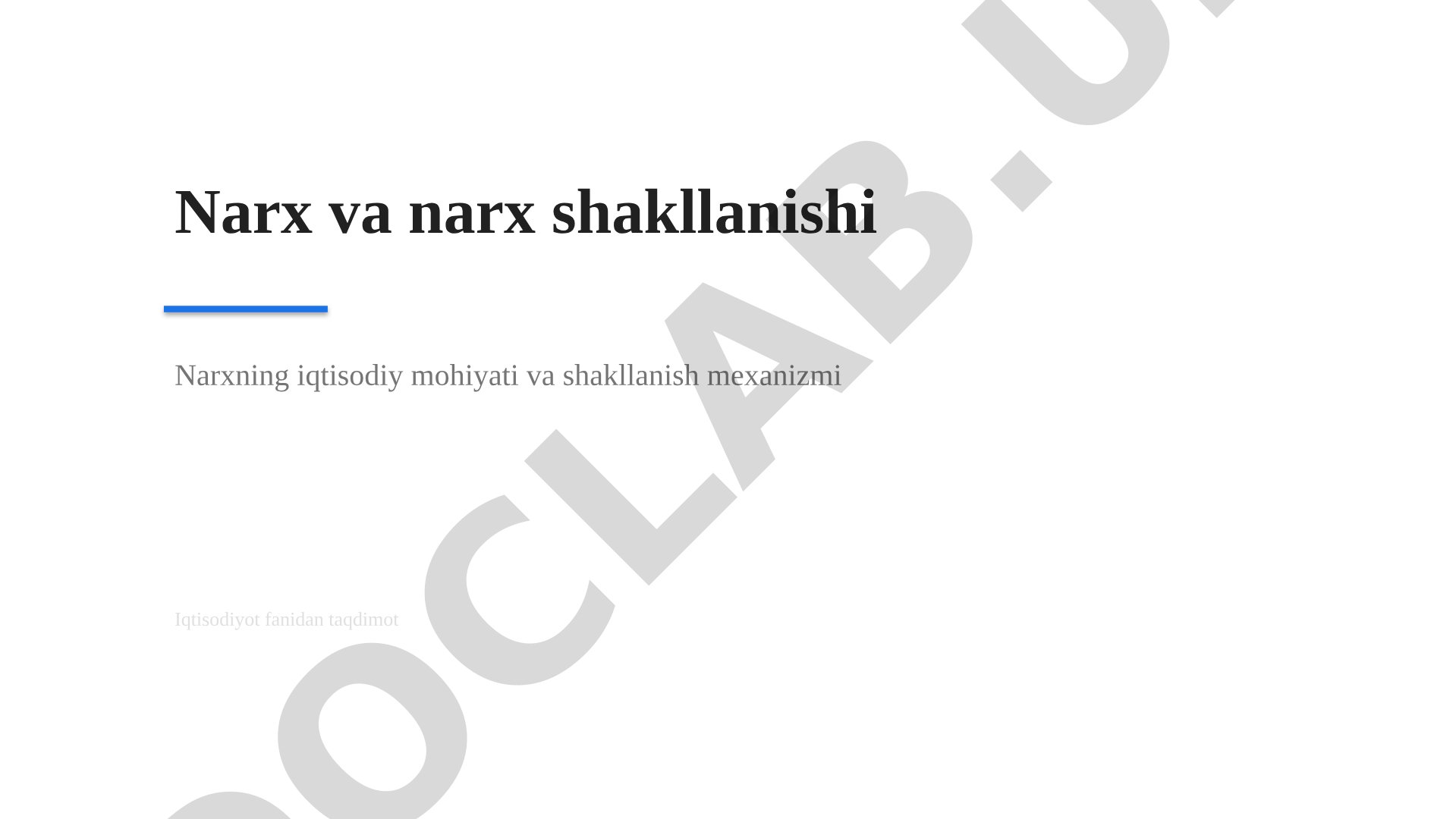 Narx va narx shakllanishi