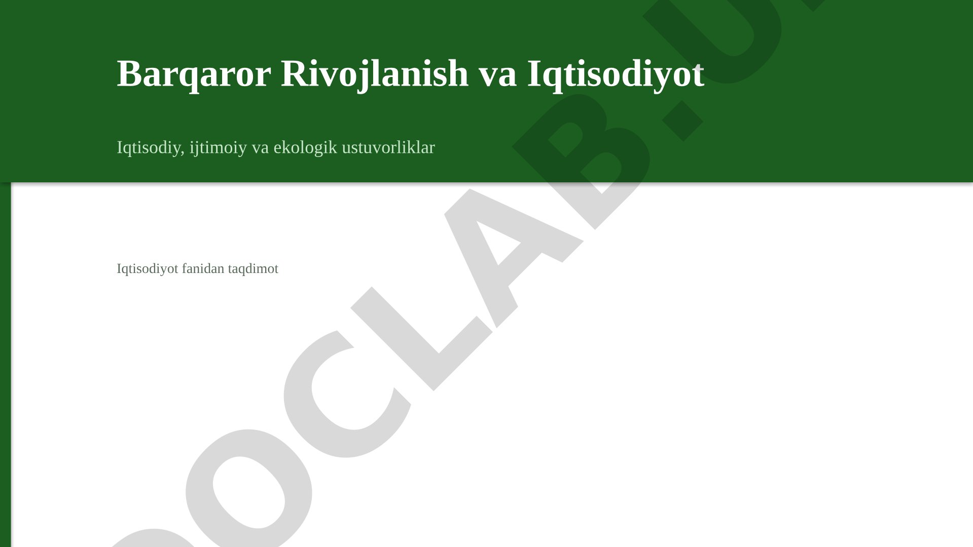 Barqaror Rivojlanish va Iqtisodiyot
