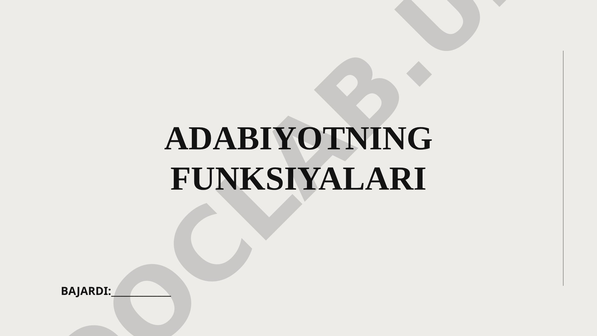 Adabiyotning asosiy funksiyalari va uning ta'limdagi ahamiyati