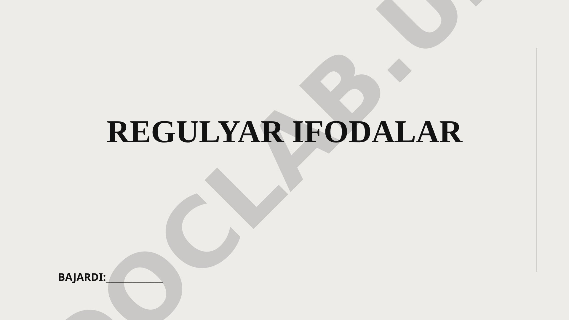 Regulyar ifodalar matn naqshlarini aniqlash tizimi va uning asosiy belgilarini o'z ichiga