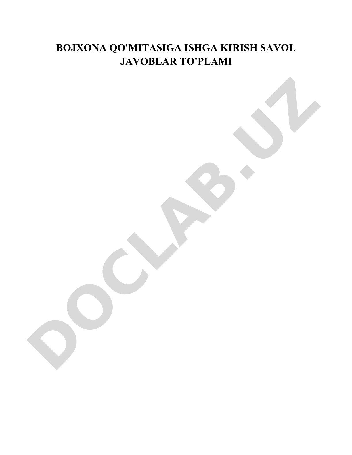 Bojxona qo'mitasiga ishga kirish savol javoblar to'plami