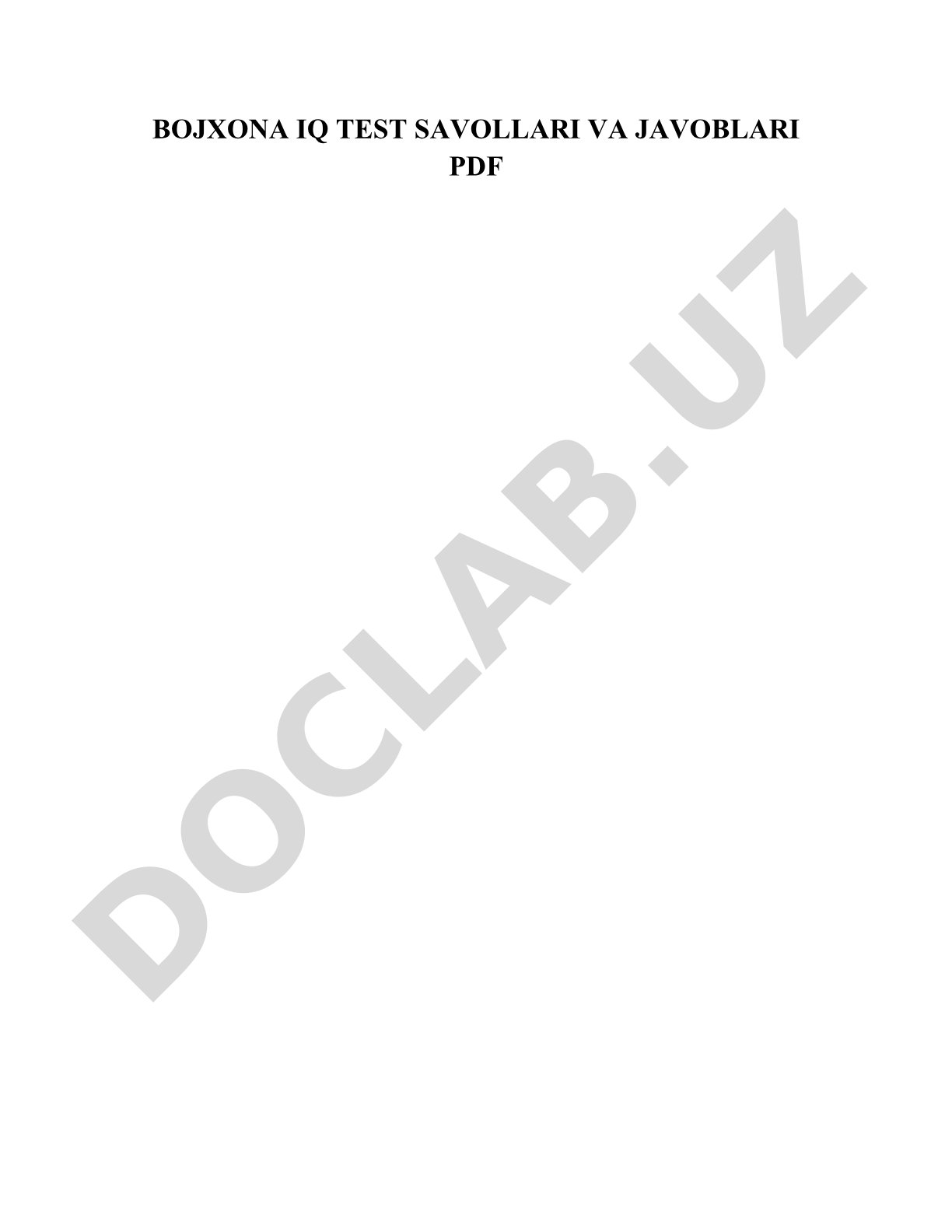 Bojxona IQ test savollari va javoblari